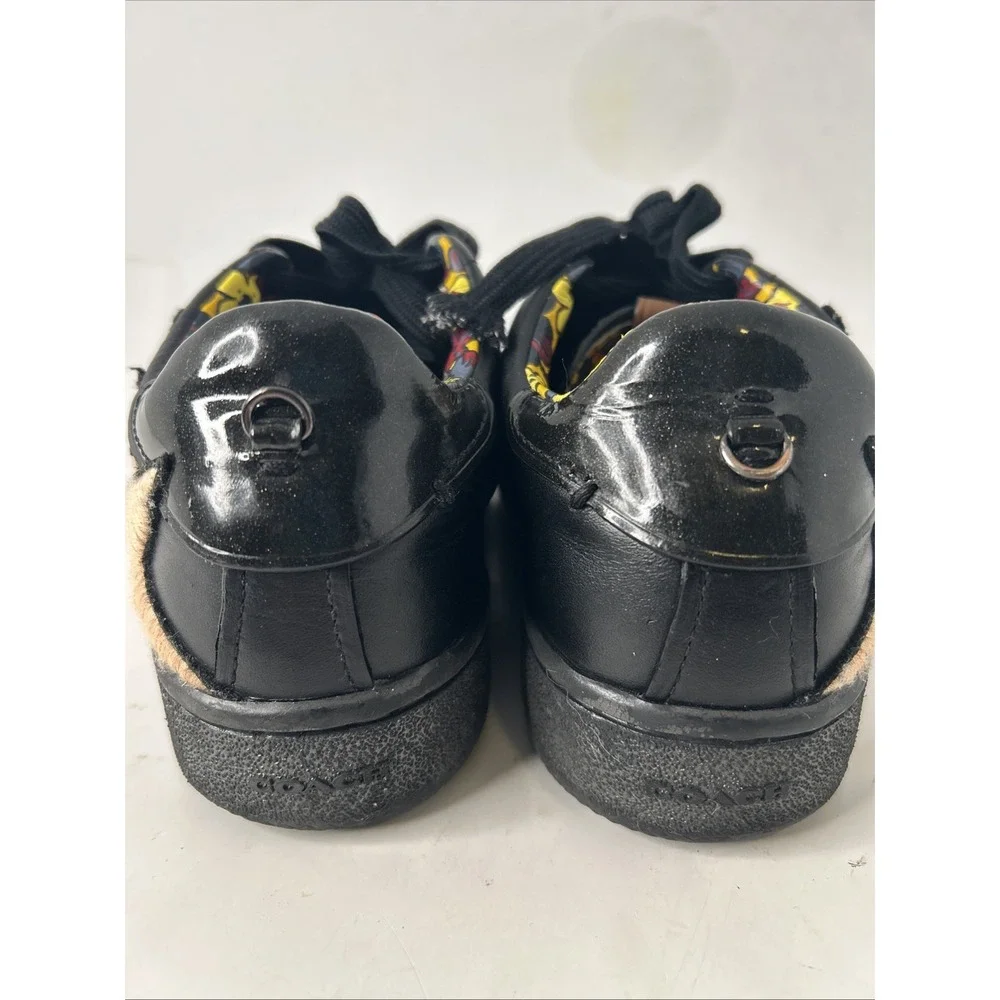 Coach star patch black leather‎ lace up sneakers Sz 8 Worn Once EUC